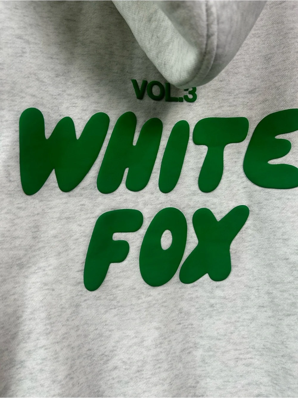 White Fox Vol. 3 Matching Hoodie & Jogger Set Light Gray Green Logo Oversized